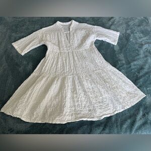MNG Mango Eyelet Embroidered White Cotton Dress Size 2 Resort Boho Maternity